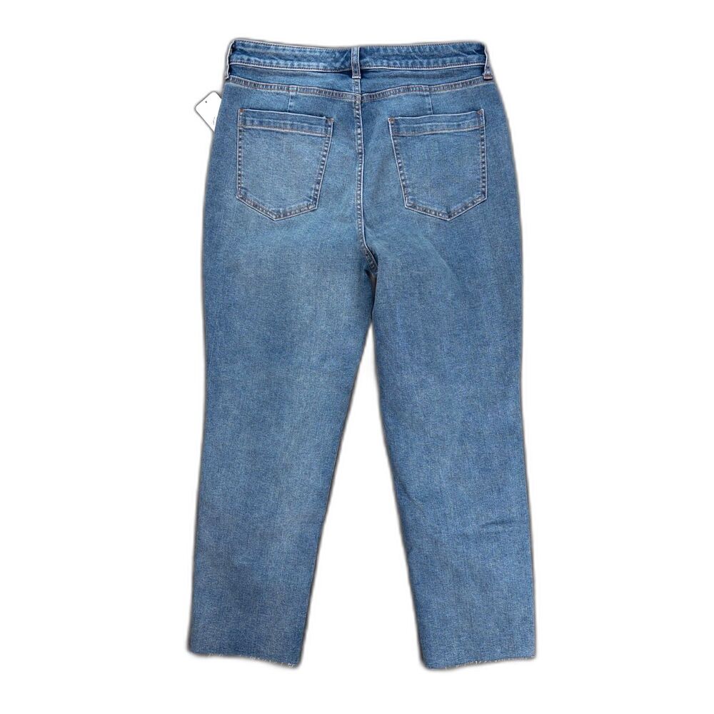 Free People We The Free CRVY Straight Jeans Raw Hem Blue Size 31 Stretch NWT